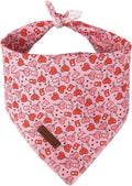 Valentine Dog Bandana - Pink Heart Triangle Bid Scarf for Small/Medium Dogs, Cats; Cotton Kerchief for Girl/Boy Pets, Red, Cute Adorable Puppy Bandana