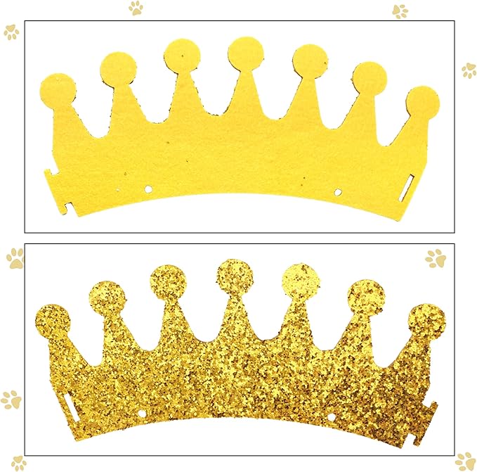 Gold Dog Birthday Crown, 3.54 Inch Height Glitter Pet Crown, Mini Party Hat for Cat Stuffed Animals, Small Puppy Kitten 1st Birthday Celebration, Adjustable Elastic Strap, Photoshoot Props, 1 PC