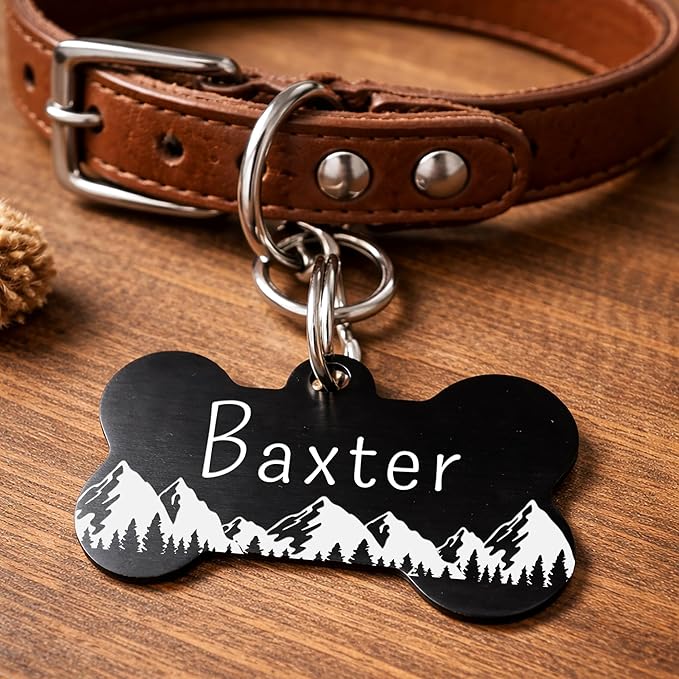 Ultra Joys Stainless Steel Pet ID Tag Dog Name Tags Personalized Front and Back Engraving, Customized Dog Tags and Cat Tags, Optional Engraved on Both Sides, Custom Your Own, Small