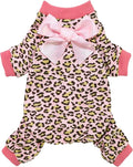 Fitwarm Leopard Dog Pajamas, Fleece Dog Clothes for Small Dogs Girl with Legs, Pet Onesie, Cat Outfit, Pink, Large
