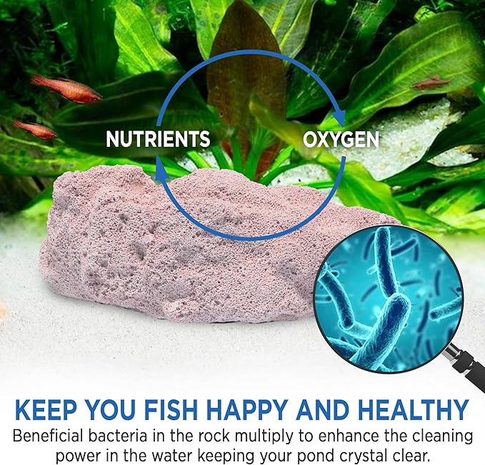Fish Tank Rocks for Enhancing Water Clarity with Your Regular Cleaning Routine, Fish Friendly Aquarium Rocks, All Natural Aquarium Decor - Large - Covers Upto 3500 Gallons