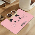 Pink Cat Meow Dog Food Mat–Christmas Stocking Absorbent Quick Dry Feeding Placemat for Food and Water Bowls, Non Slip Rubber Backing, Waterproof Pet Supplies for Mess-Free Eating 16"x24"