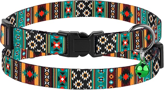 Cat Collar Breakaway 2PCS Adjustable Pattern Tribal Aztec Southwest Safety Pet Collars for Cats Kitten (Aztec + Tribal)