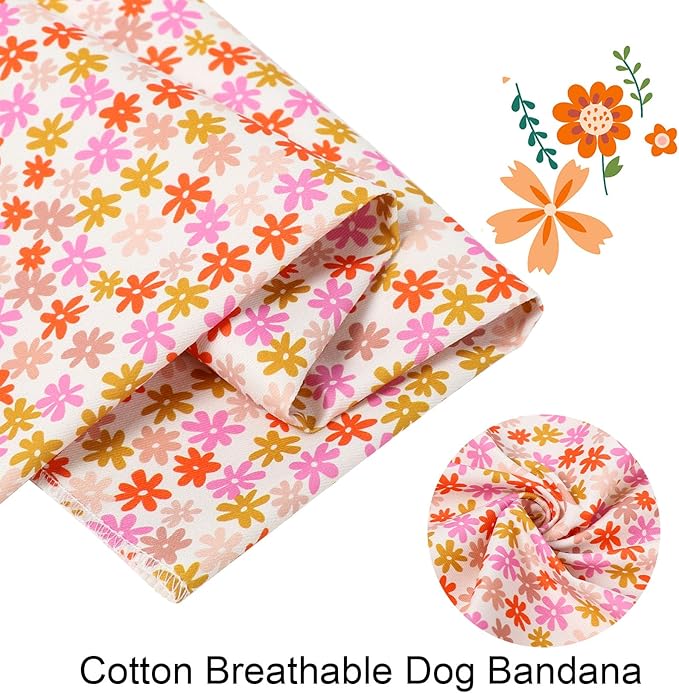 ARING PET Floral Dog Bandana, Spring Summer Daisy Flower Girl Pet Bandana Scarf Triangle Bibs for Puppy Small Medium Large Dogs-L