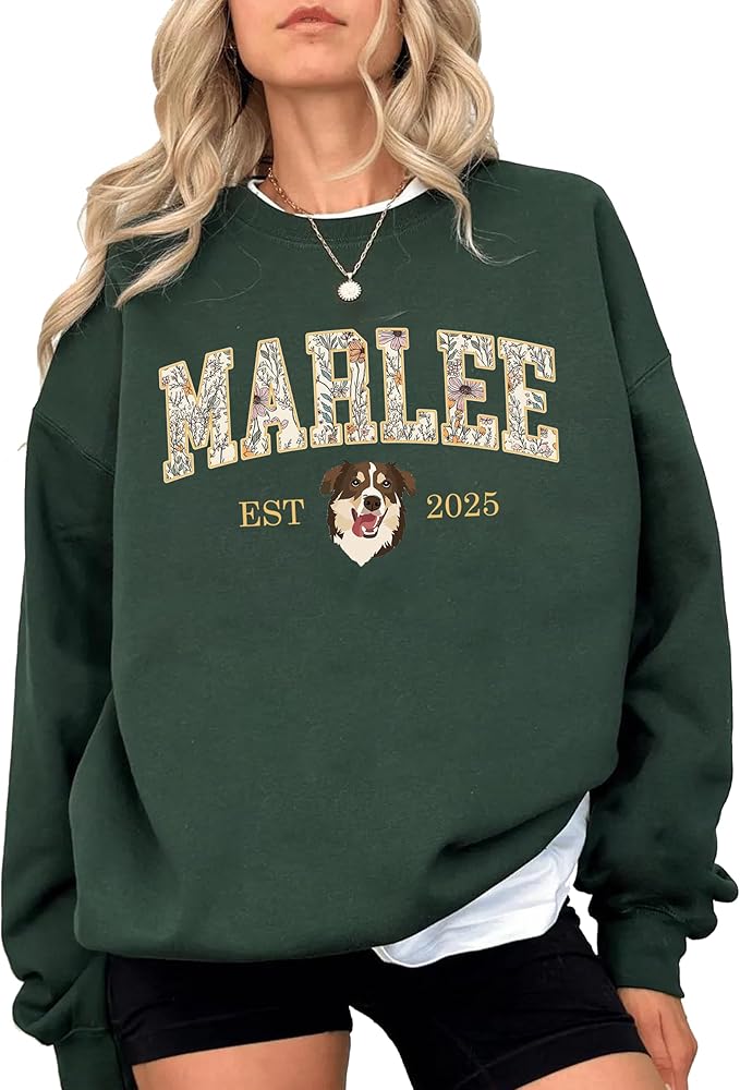 Custom Pet Sweatshirts with Photo and Name, Personalized Dog Sweatshirt, Gifts for Dog Mom, Dad