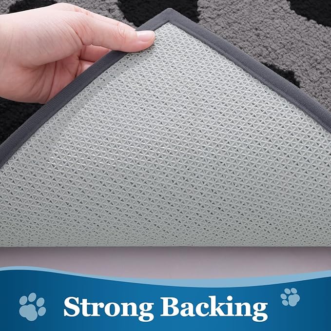 Buganda Dog Door Mat for Muddy Paws, Absorbent Dirt Trapper Washable Indoor Doormats, Non Slip Low-Profile Mud Mat for Dogs, Front Entrance Doormat for Inside Floor (47x24 Inches, Grey)