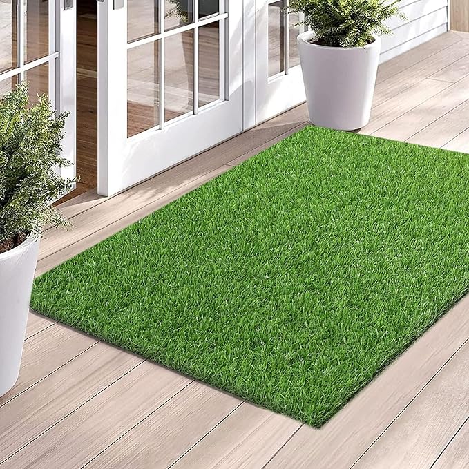 Bsmathom Artificial Grass Rug Indoor Outdoor Rug, Professional Dog Potty Training Rug, Fake Grass Rug Synthetic Grass Mat Door Mats with Drainage Holes for Balcony Patio Garden (39.3 x 31.5Inch)
