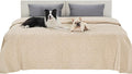 Bedsure Waterproof Bed Cover for Dogs Washable - Waterproof Blanket for King Bed Couch Sofa Cozy, Lightweight Furniture Protector for Pet Cat Quick Drying, Sandy Tan, Cal King，82x120IN