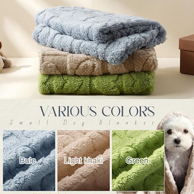 Tegeme 3 Pcs Small Dog Blanket 280 GSM Washable Pet Bed Cover Soft Fluffy Puppy Blanket 3D Textured Heart Checkered Pattern Fleece Soft Cat Plush Pet Throws for Kitten Doggy(Vibrant Colors,20"×30")