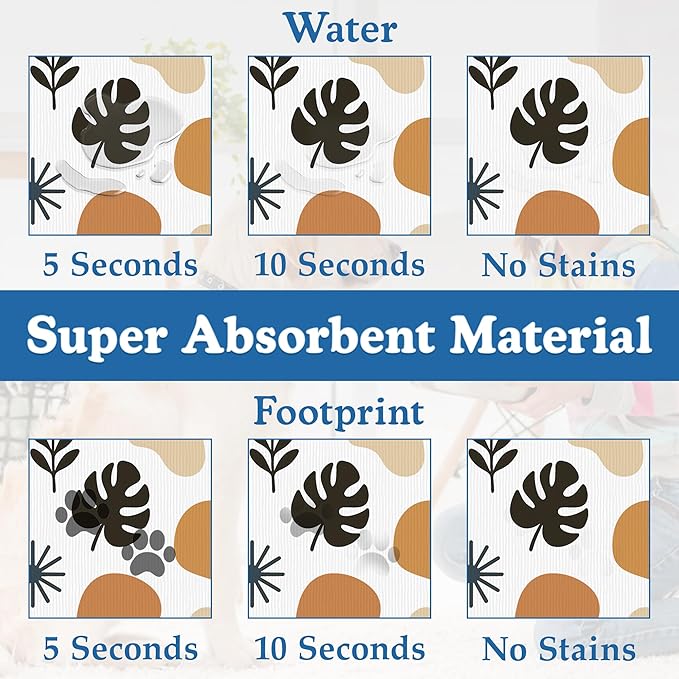 Boho Style Dog Food Mat–Christmas Stocking Absorbent Quick Dry Feeding Placemat for Food and Water Bowls, Non Slip Rubber Backing, Waterproof Pet Supplies for Mess-Free Eating 12"x20"