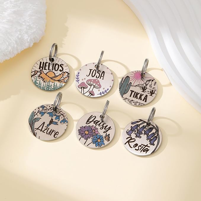 Colorful Dog Tags Personalized, Engraved Dog Tags with Colored Printing for Pets, Dog Name tag with deep Engraving, Custom pet ID Tags, Customizable cat Collar Holder tag (Meteor)
