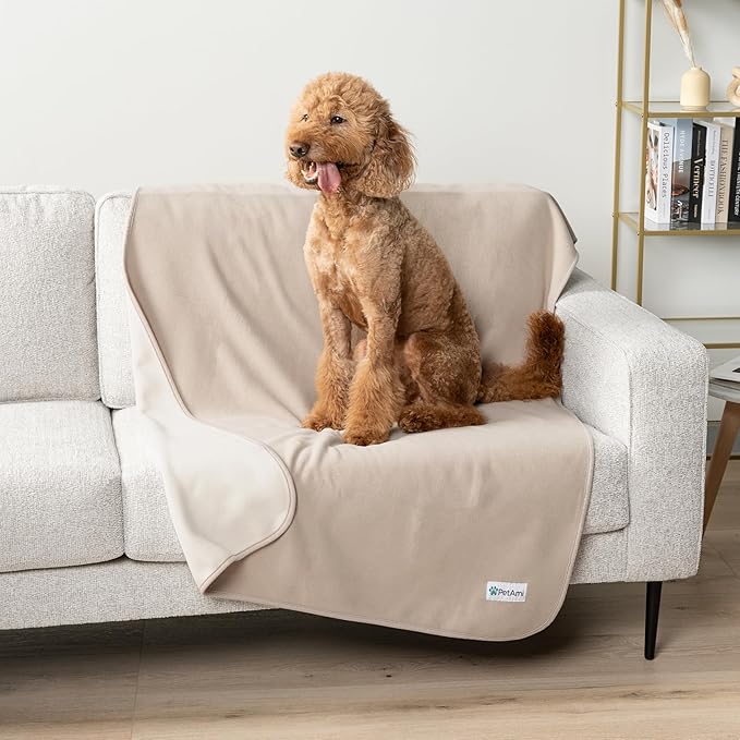 PetAmi Waterproof Dog Blanket for Medium Large Pets Dogs Cats, Pet Couch Cover Protector for Furniture, Reversible Washable Soft Fleece Cat Blanket for Bed Couch Sofa, 40x60 (Taupe/Beige)