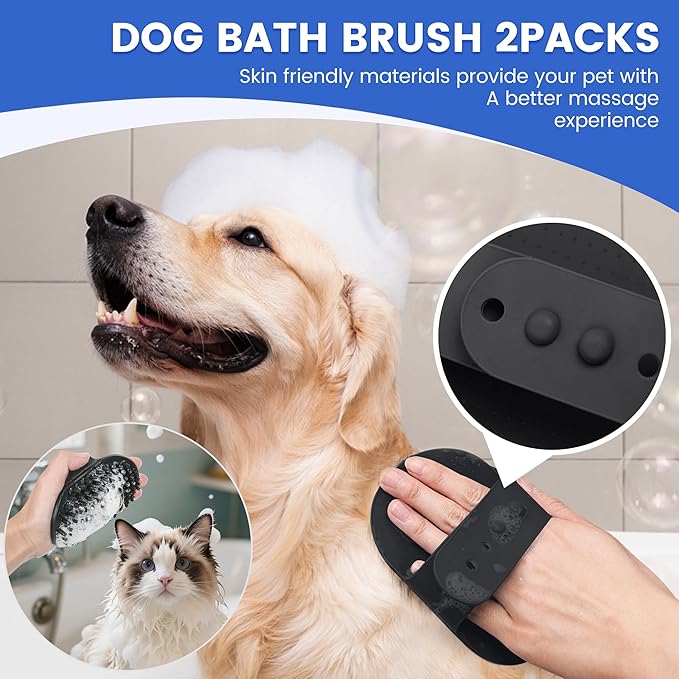 Double-Sided Pet Grooming Rake - 4-in-1 Professional Pet Grooming Kit, Deshedding Dematting Tool for Dogs, Cats, Extra-Wide Grooming Brush & Deshedder Comb for Long and Short Haired Pets(4PCS Black)