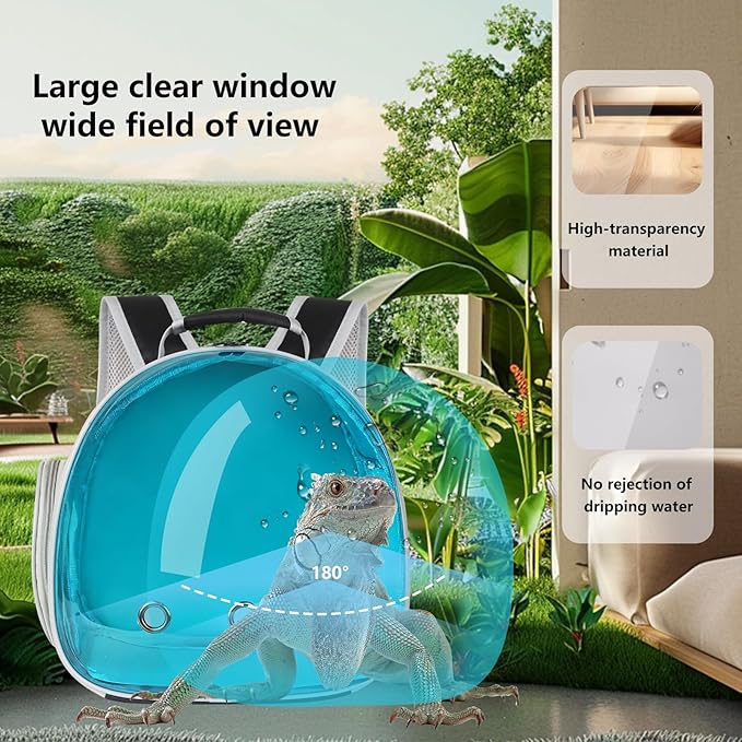 Guinea Pig Carrier, Guinea Pig Backpack with Clear Bubble Window (Black-Blue, Backpack)