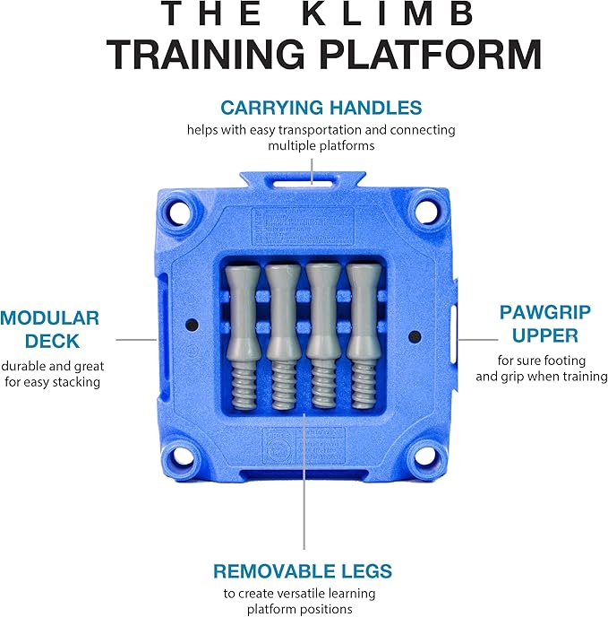 Blue-9 Pet Products KLIMB Dog Training Platform and Agility System, Durable and Portable for Indoor or Outdoor Use, Made in The USA, Blue