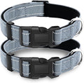 2 Pack Reflective Dog Collar with Safety Locking Buckle, Adjustable Soft Breathable Comfortable Nylon Pet Collar for Small, Medium and Large Dogs, Gray, S