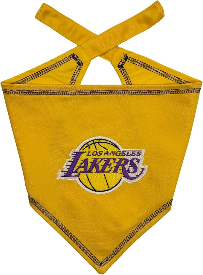 Pets First NBA LA Lakers TIE Bandana, Size Small/Medium. Dog Bandana Scarf Bib for Pet Cat Dog. The Ultimate Game-Day, Party Bandana