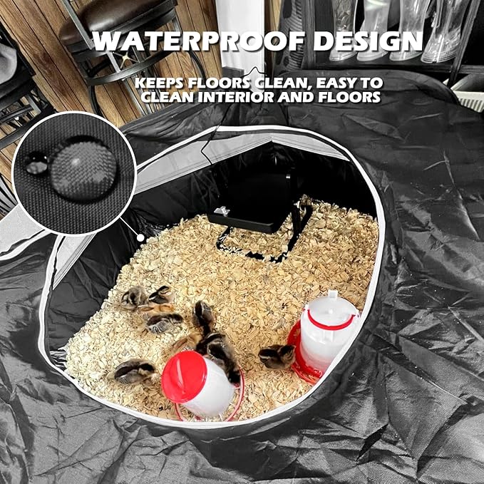 UWE Small Animal Playpen, Chicken Brooder Box with Cover Top, Portable Outdoor Exercise Pet Cage Tent, Waterproof Breathable Pet playpen Indoor for Chick Ktiien Bunny Hamster Guinea Pig, Black
