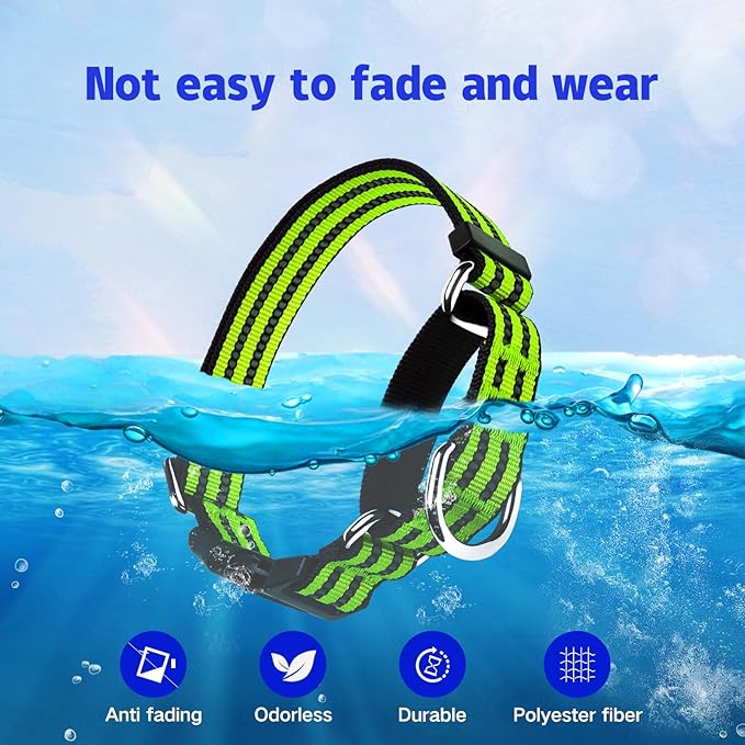 Martingale Dog Collar, Adjustable Nylon Reflective Collar with Buckle No Pull Dog Collar for Small Medium Large Dogs (Lime Green Large)