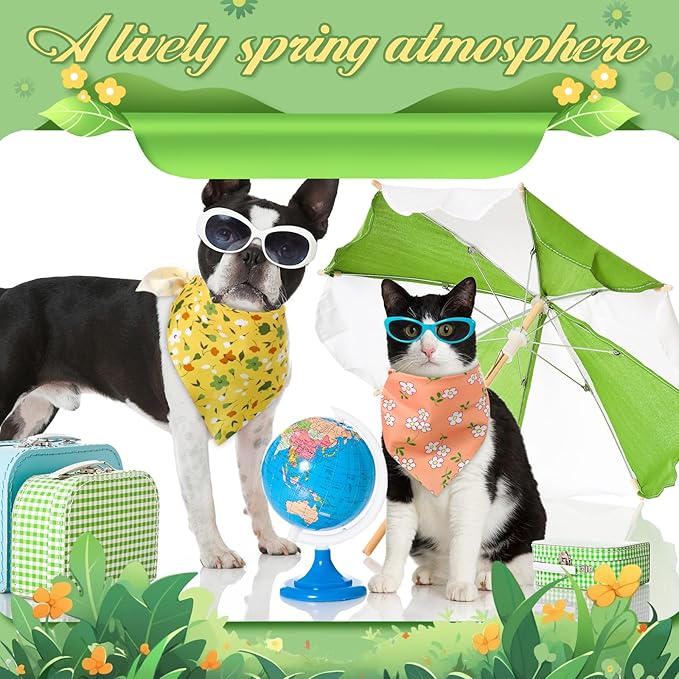 Weewooday 50 Pcs Spring Dog Bandanas Bulk for Dogs Soft Bibs Adjustable Triangle pet Bandana for Small Medium Large Costume(Floral Pattern, 25.6 x 17.7 x 17.7 Inch)