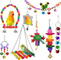 8 Pcs Parakeet Cockatiel Bird Toys, Parrots Cage Accessories Swing Wooden Perch Chewing Toy for Budgerigar, Conures, Love Birds, Finches, Budgies