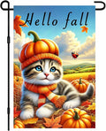 Hello Fall Garden Flag Cute Kitten Pumpkin Hat Scarf Flag 12x18 Inch Autumn Pet Decor Double Sided Outdoor Banner For Front Yard Porch Lawn Patio Seasonal Home Decor for autumn