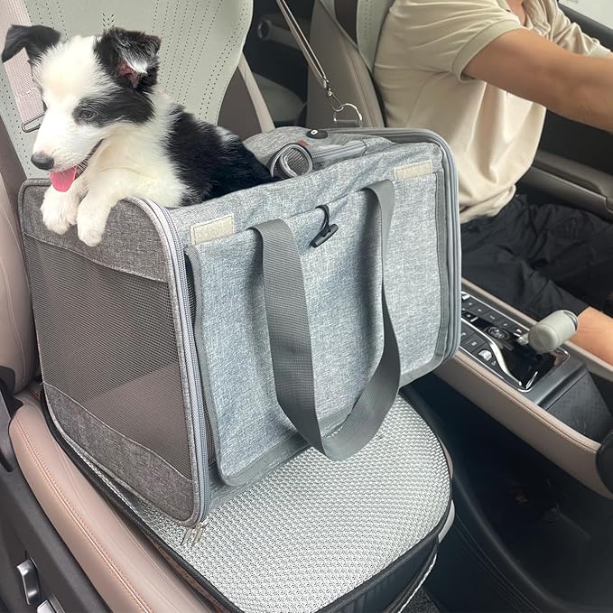 Soft Cats Carrier for Small Dogs Carriers Airline Approved Puppy Travel Bag Softsides Puppy Carry,Soft-Sided,Pets Small Animals Rabbits Bunny Outdoor (Gray)