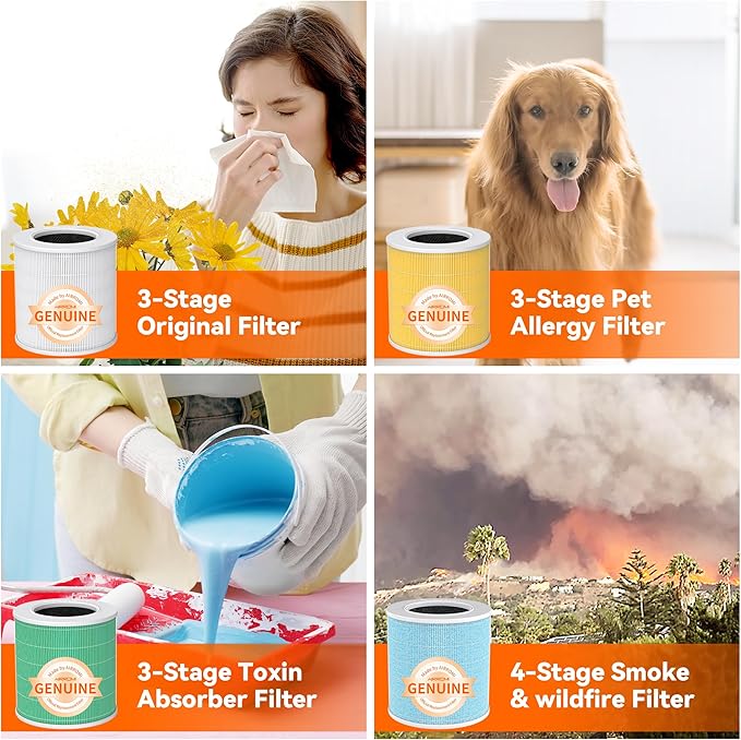 AIRROMI Pets Air Purifier for Home Allergies,Up to 660 ft². HEPA Deodorizing Activated Carbon Filter,With Fragrance Sponge for Better Sleep,Night Light,Pet Dander,Smoke,Odors,Air Cleaner A2002 Pink