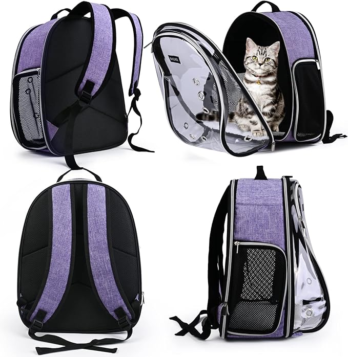 BAGLHER Cat Carrier Backpack Bubble - Fit Up to 18 Lbs - Airline-Approved Dog Backpack Carrier for Small Pets Puppies Dogs Bunny, Space Capsule Dog Carrier Backpack for Travel Outdoor Hiking, Purple
