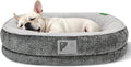 Dog Beds for Small Dogs,Orthopedic Bed with Removable Cover&Non-Slip Bottom Couch Bed with Four-Sided Bolster Grey S