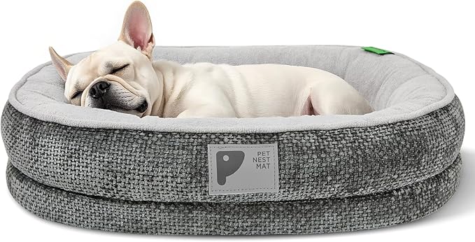 Dog Beds for Small Dogs,Orthopedic Bed with Removable Cover&Non-Slip Bottom Couch Bed with Four-Sided Bolster Grey S