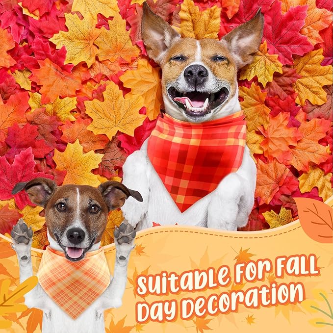 Abbylike 50 Pcs Orange Plaid Dog Bandanas Bulk Check Pattern Bandanas for Dogs Triangle Kerchief Bib Scarf Set for Pet Party Costume Photo Props Accessories Pet Shops, 25 Styles (25.6 x 17.7 x 17.7)