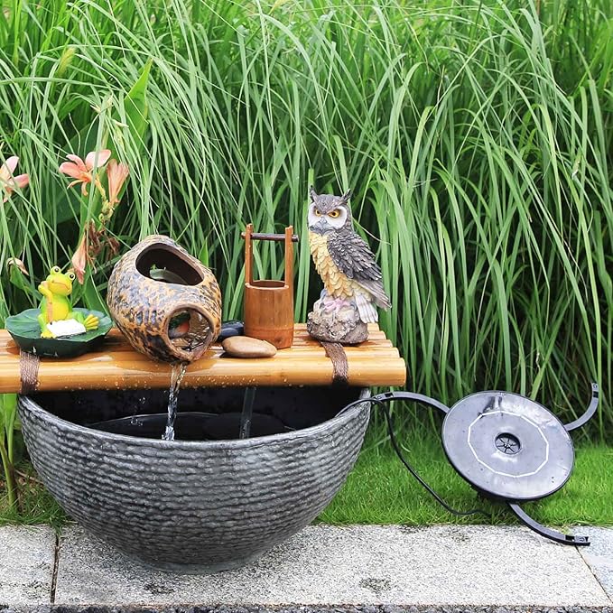 AISITIN DIY Solar Fountain Pump for Water Feature with 3.9ft Cord, Solar Bird Bath Fountain with 6 Nozzles, Solar Powered Water Floating Fountain for Bird Bath, Garden, Ponds Fish Tank, Outdoor