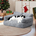 Large Cat Beds for Indoor Cats, Dog Couch Bed, Cute Cat Couch Sofas for Less 20lbs Kitten Puppy, Small Dog Sofas & Chairs with Removable Washable Cover, Soft Warm Pet Furniture, Pale Gray