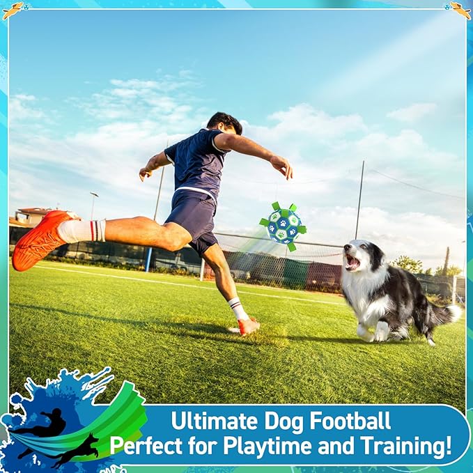 QDAN Dog Toy Balls, Dog Soccer Ball with Straps, Outdoor Dog Toys, Pet Training Soccer for Medium Large (6 Inch)