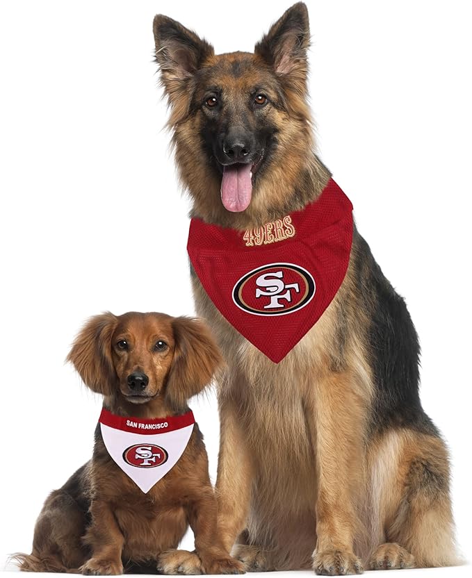 Pets First NFL SAN Francisco 49ERS Reversible Bandana Size XX-Large for Dogs & Cats. 2 Sided Sports Bandana, Premium Embroidery Team Logo, Many NFL Teams Available