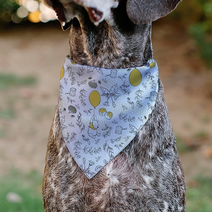 Disney Pet Bandana Winnie The Pooh Balloon Pose and Foliage Collage Slip On Collar Bandana Only
