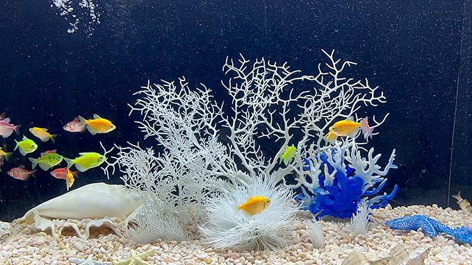 BEGONDIS 8 Pack Artificial Coral Ornament, Aquarium Plasitc Water Plants for Fish Tank Decorations