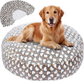 Youyole Large Washable Round Dog Bed Cover Replacement Waterproof 45 x 45 x 11 in Round Donut Bed Cover for Dog Soft Gray Pet Beds Protector Sheet with Lovely Heart Print for Donut Beds & Pet Couch
