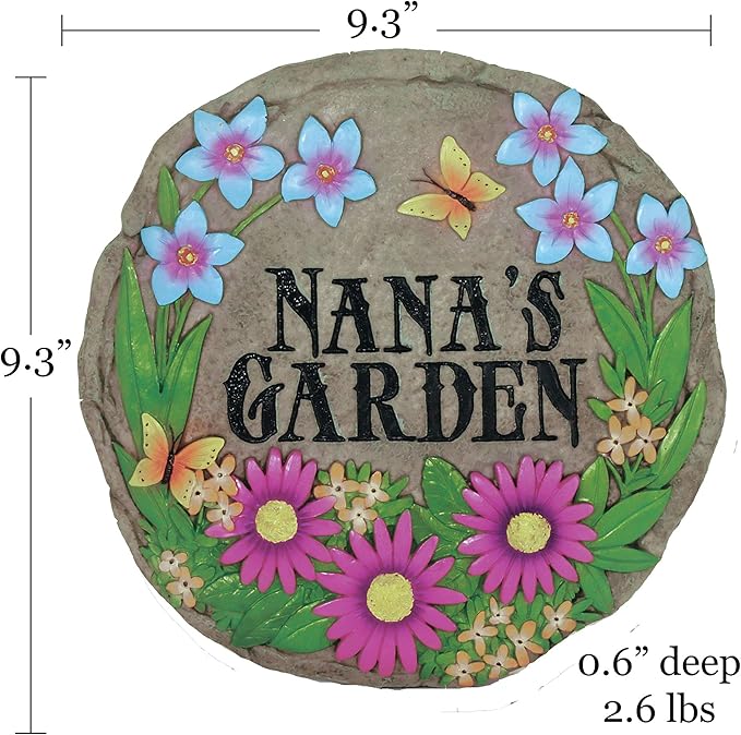 Spoontiques - Garden Décor - Nana's Garden Stepping Stone - Decorative Stone for Garden - Resin
