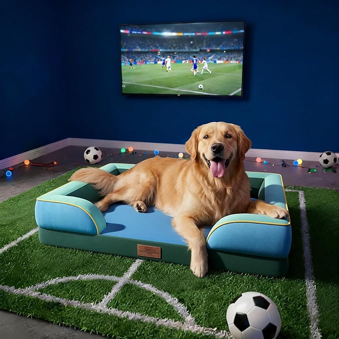 Comfort Expression Orthopedic Dog Bed for Extra Large Dogs 45x35 Inch, Waterproof Egg Crate Foam XL Pet Bed with Removable Bolsters, Dog Couch with Washable Cover & Non-Slip Bottom, Dallas