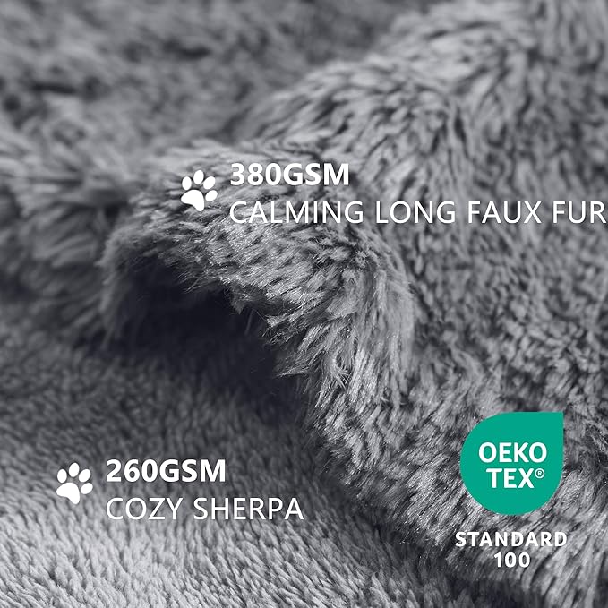 gogobunny Waterproof Dog Blanket for Couch & Furniture Protection - Super Soft Reversible Throw for Large Dogs & Cats, Calming Washable Fur & Sherpa Pet Blanket (50x60 Inch, Light Grey)