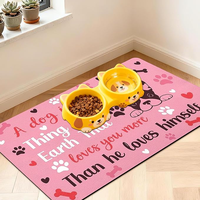 Pet Feeding Mat for Floors Waterproof Dog Mat for Food and Water Absorbent Quick Dry Non Slip mat for Cat Bowls