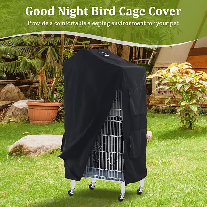 Bird Cage Cover Birdcage Cover, Washable Protection Blackout Cover Waterproof for Parakeets Lovebirds Macaw, Square Cages Accessories, Style A