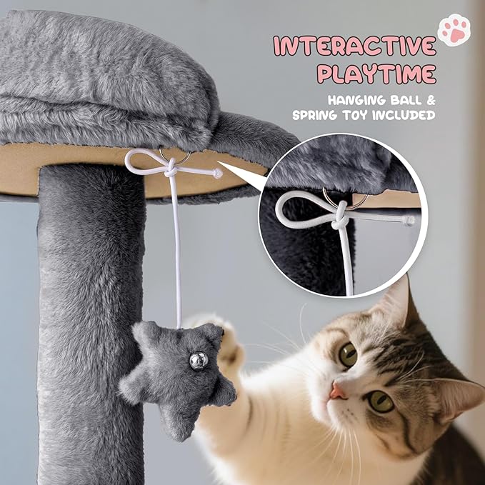 MoNiBloom 54 Inch Cat Tree Tower for Indoor Cats Large Adults, Cat Tower with Scratching Post, Multi-Level Furniture Activity Center with Cat Condo Pet Play House, Smoky Grey
