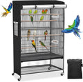 Roasivi Universal Large Birdcage Cover Black Out and Breathable Cages Cover for Parrots and Other Small Animals Durable Waterproofing Washable Material 36" L x 25" W x 48" H Black