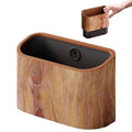 Cat Litter Scoop Holder – Wood-Grain Dual-Open Scoop Caddy with Bag-Lock Hole, Wide-Mouth Double-Layer Inner Bucket, Mini Desktop Trash Bin for Pet Scoops & Accessories
