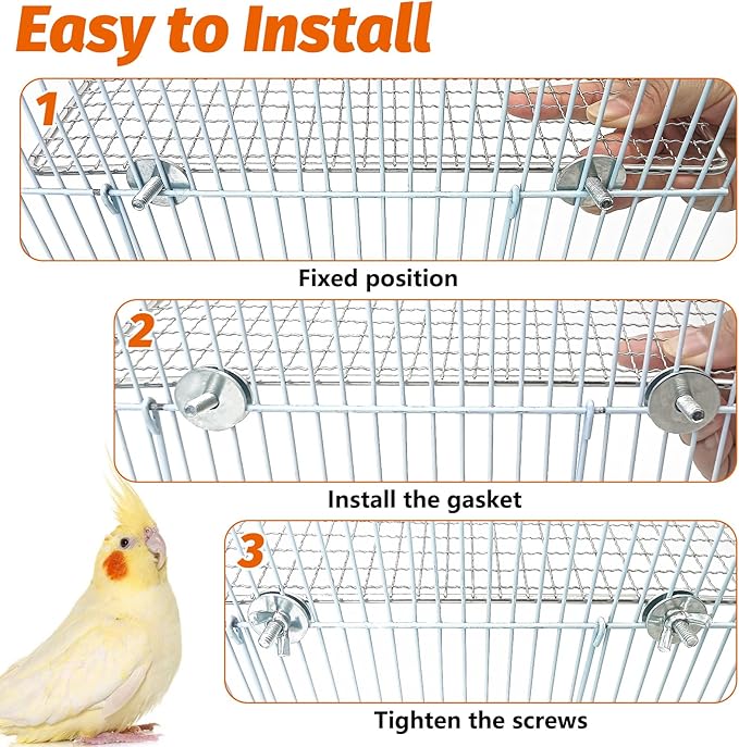 BNOSDM 2 Pack Bird Perch Platform Stainless Steel Birds Perches Parrot Shelf Training Stand Small Animals Cage Accessories for Parakeets, Budgies, Conures, Cockatiels, Lovebirds (L)