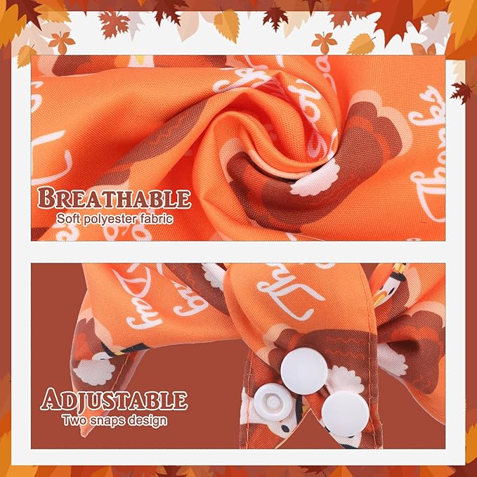 PAWCHIE Thanksgiving Dog Bandanas 4 Pack, Reversible Dogs Triangle Scarf Bibs, Dog Holiday Bandana with Two Adjustable Snaps, Multiple Thanksgiving-Themed Patterns for Dogs Puppy, Cats, Pets