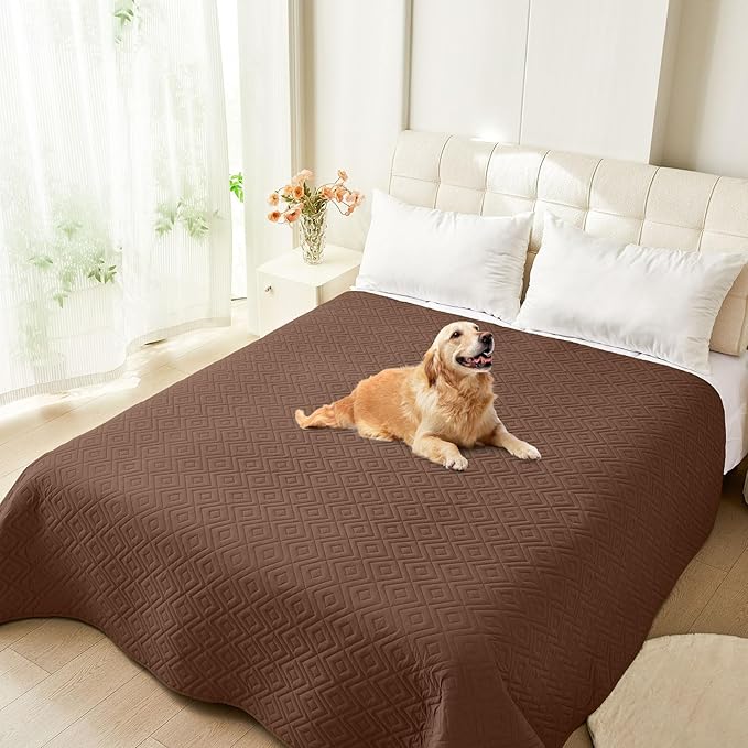 hyha Waterproof Dog Blanket, Soft Dog Bed Cover Pet Blankets, Waterproof Sofa Couch Cover for Dogs Washable, Reversible Pet Couch Covers for Sofa Furniture (82x102 Inch, Brown/Beige)